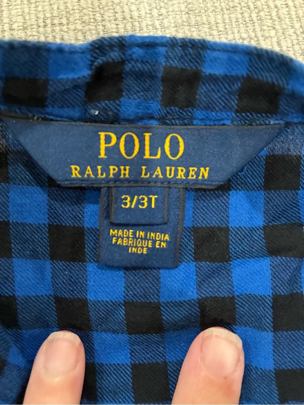 Ralph Lauren Blue and Black Checkered Kids Blouse